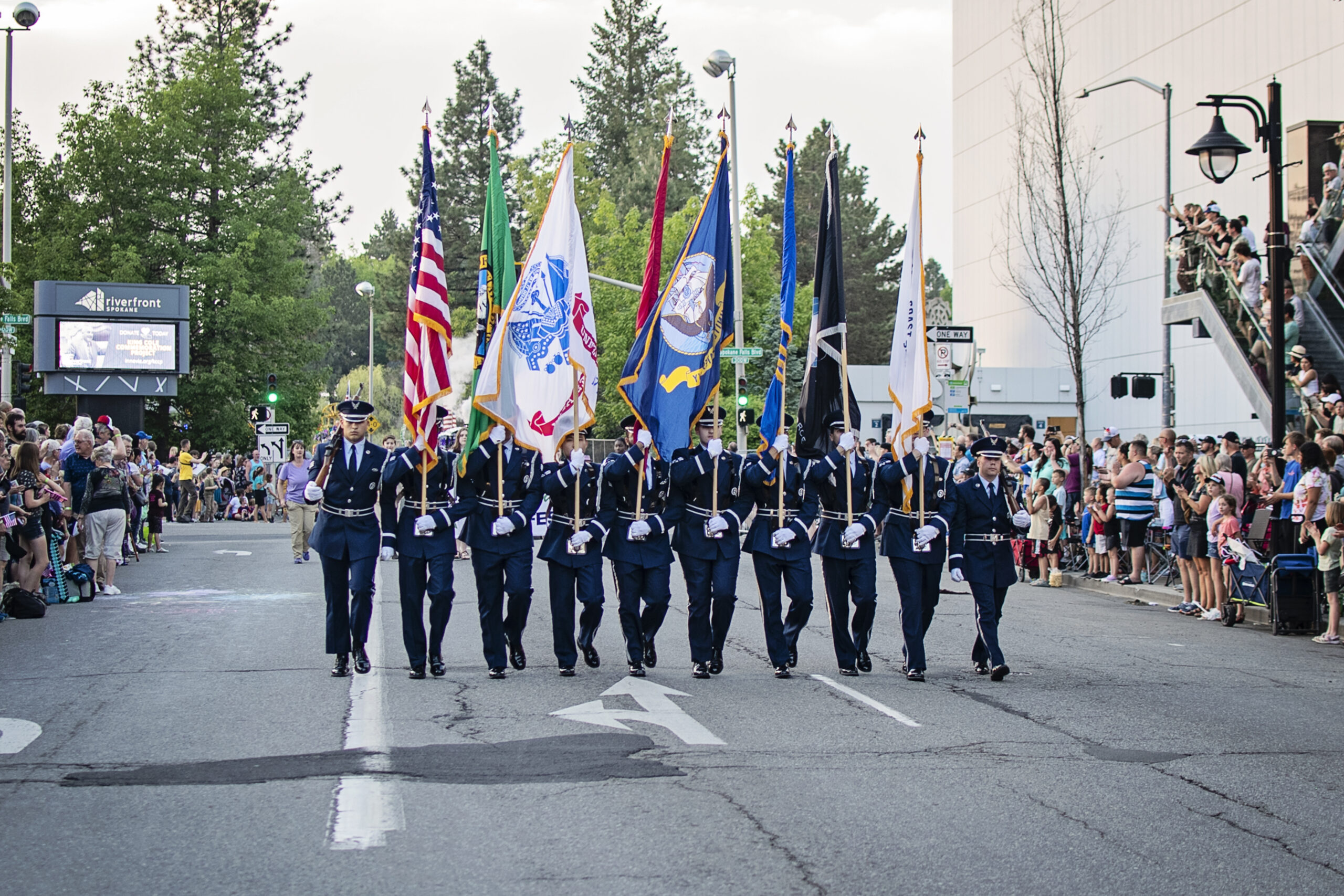 Spokane Lilac Festival Armed Forces Torchlight Parade Downtown