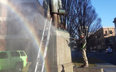 DSP Clean Team Assists Cleanup of Defaced Lincoln Statue